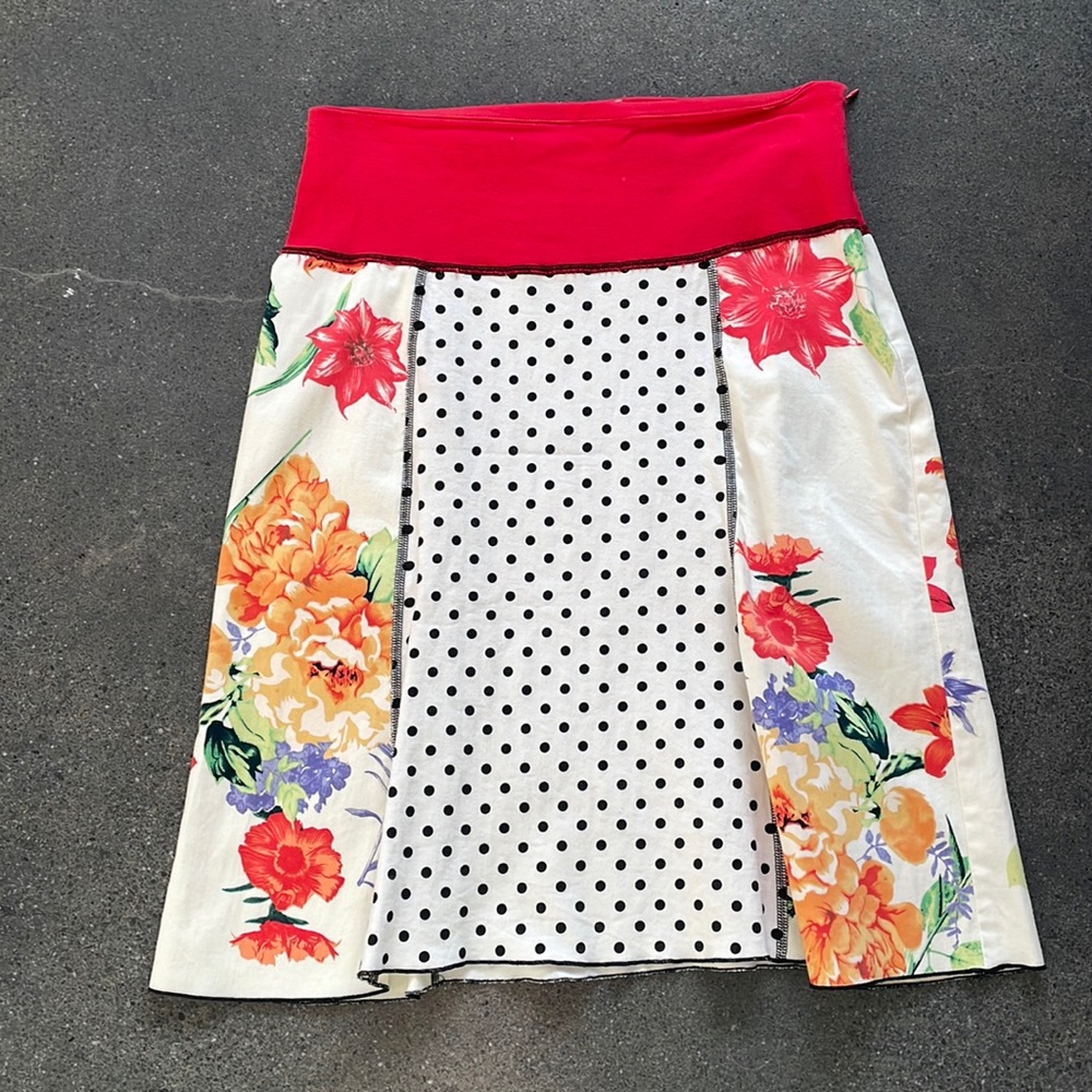 FABULOID multi color floral and polka dot skirt